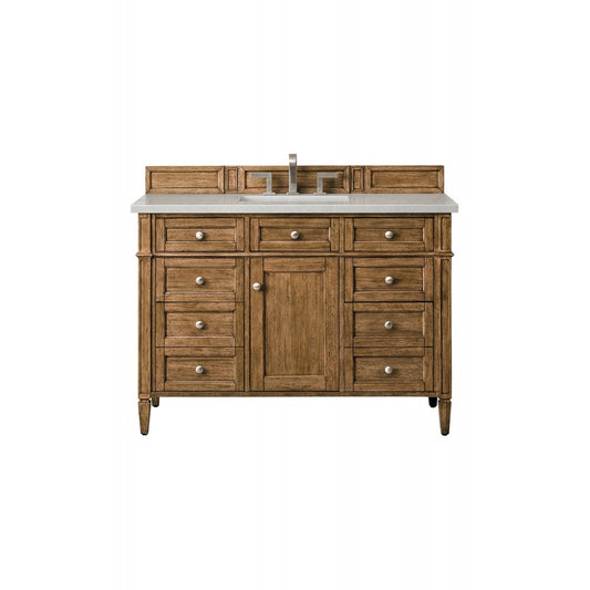Brittany 48" Saddle Brown Single Vanity w/ 3 CM Eternal Serena Quartz Top