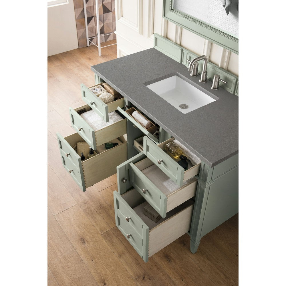 Brittany 48" Sage Green Single Vanity w/ 3 CM Gray Expo Quartz Top