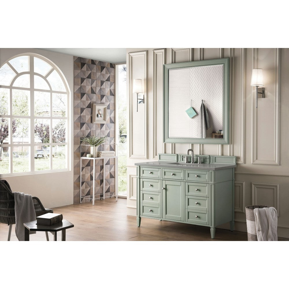 Brittany 48" Sage Green Single Vanity w/ 3 CM Gray Expo Quartz Top