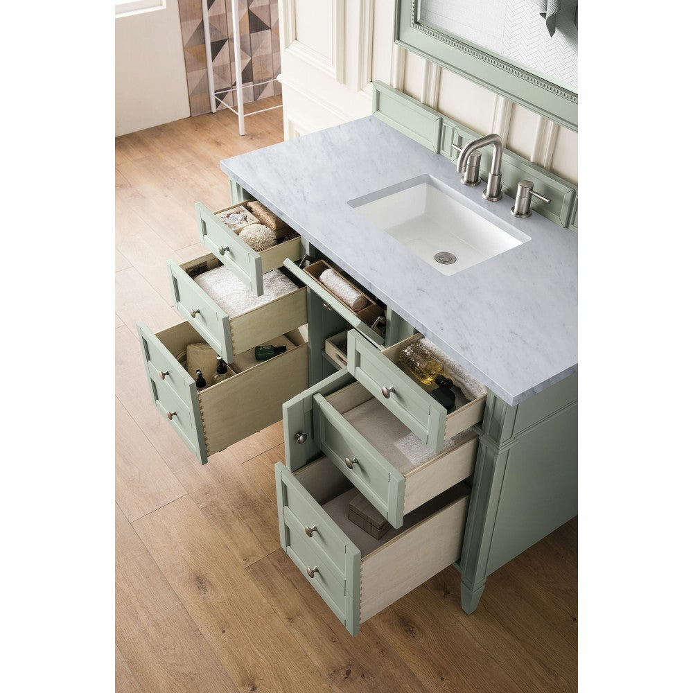 Brittany 48" Sage Green Single Vanity w/ 3 CM Arctic Fall Solid Surface Top