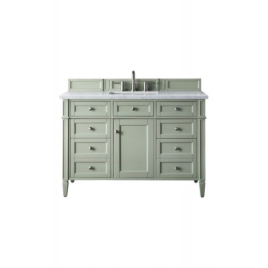 Brittany 48" Sage Green Single Vanity w/ 3 CM Carrara Marble Top