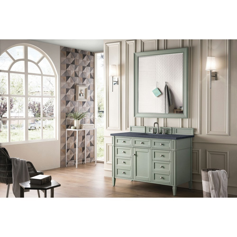 Brittany 48" Sage Green Single Vanity w/ 3 CM Charcoal Soapstone Quartz Top