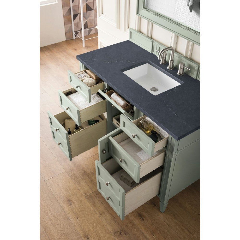 Brittany 48" Sage Green Single Vanity w/ 3 CM Charcoal Soapstone Quartz Top