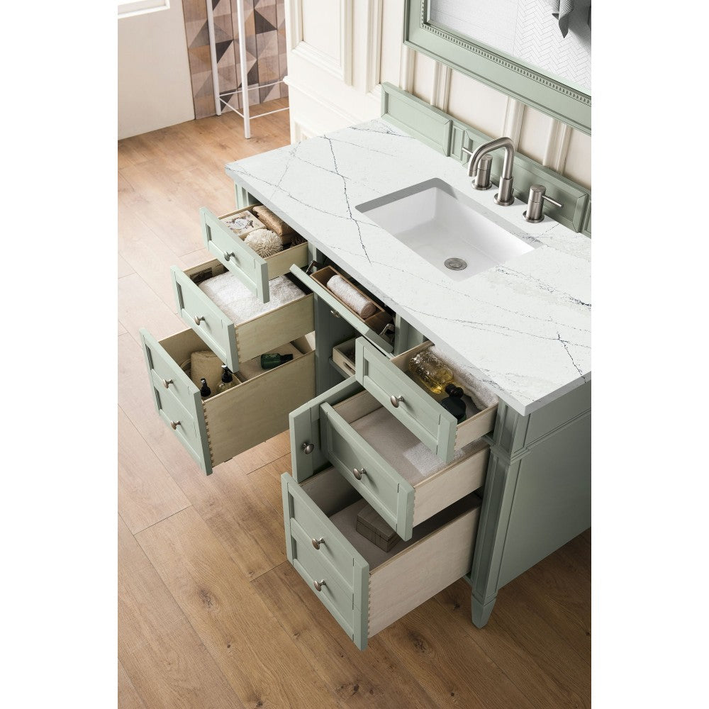 Brittany 48" Sage Green Single Vanity w/ 3 CM Ethereal Noctis Quartz Top