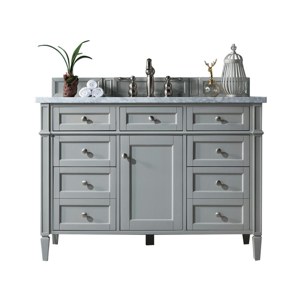 Brittany 48" Urban Gray Single Vanity w/ 3 CM Carrara Marble Top