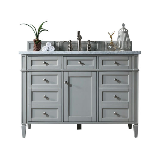 Brittany 48" Urban Gray Single Vanity w/ 3 CM Carrara Marble Top