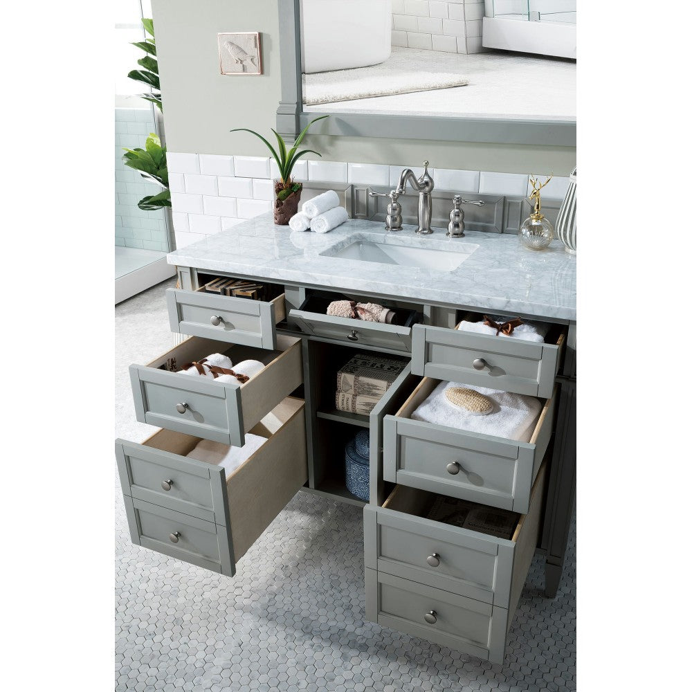 Brittany 48" Urban Gray Single Vanity w/ 3 CM Carrara Marble Top