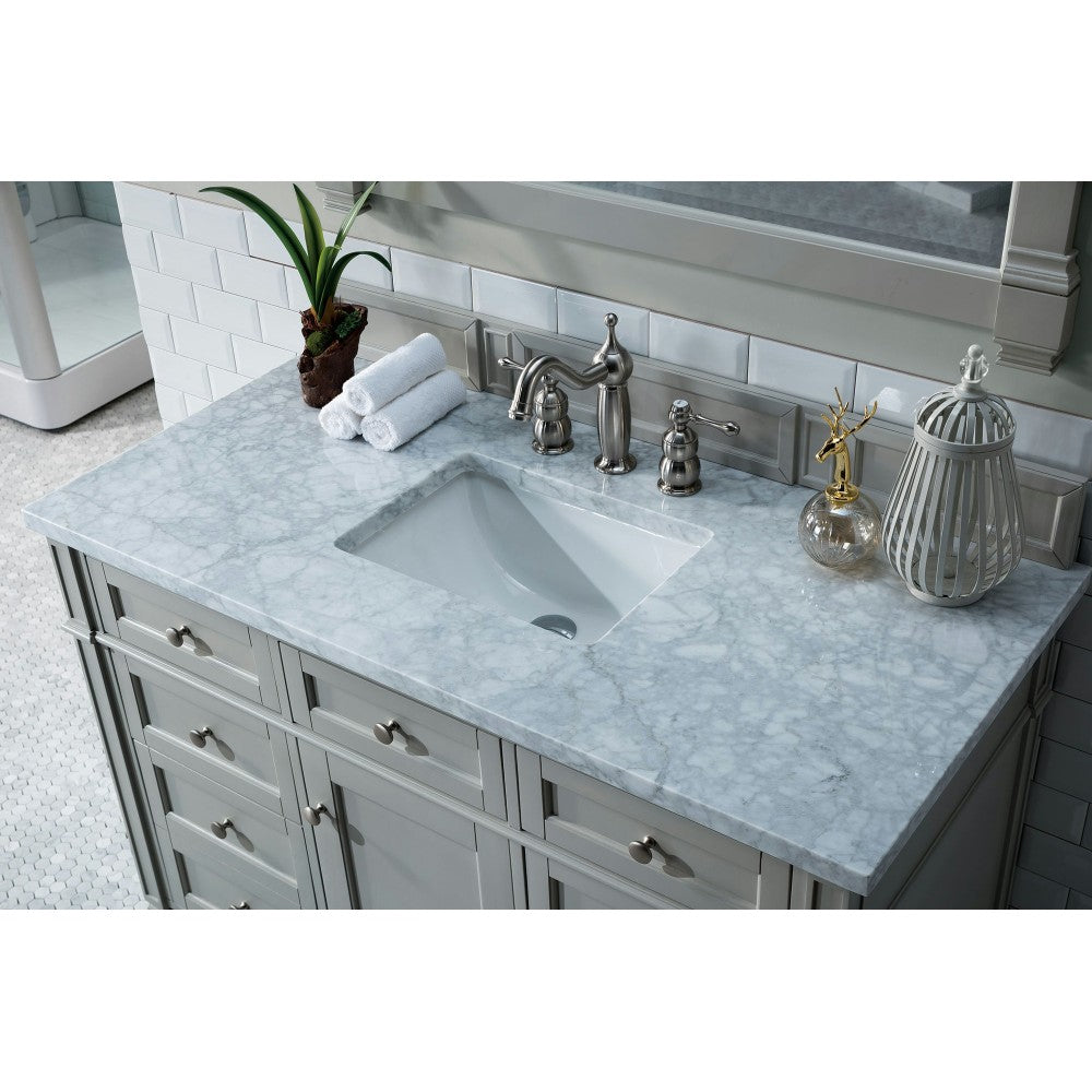 Brittany 48" Urban Gray Single Vanity w/ 3 CM Carrara Marble Top