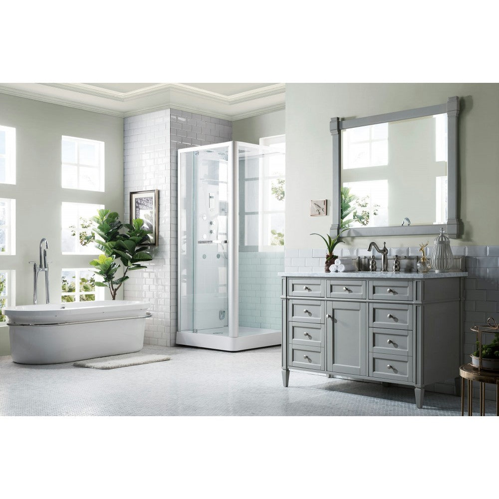 Brittany 48" Urban Gray Single Vanity w/ 3 CM Carrara Marble Top