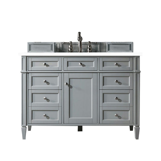 Brittany 48" Urban Gray Single Vanity w/ 3 CM Classic White Quartz Top