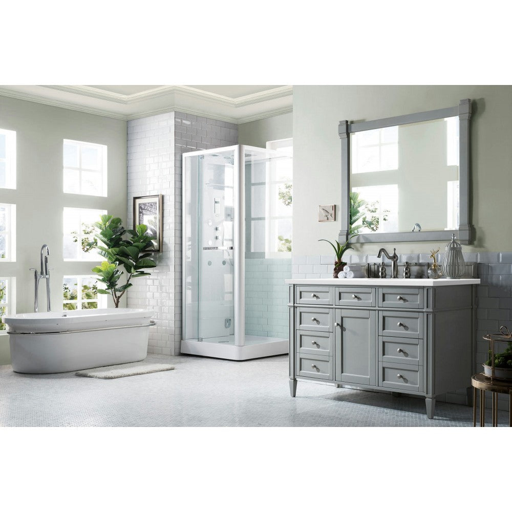 Brittany 48" Urban Gray Single Vanity w/ 3 CM Classic White Quartz Top