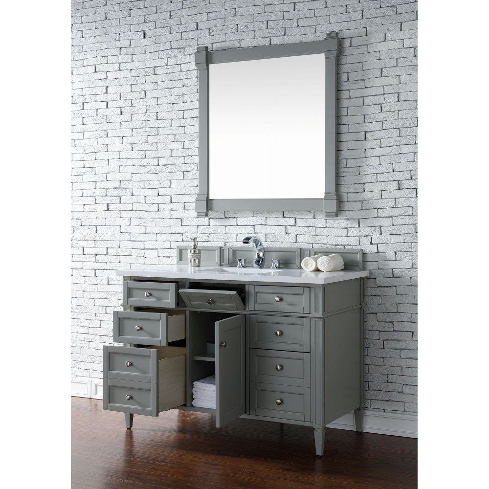 Brittany 48" Urban Gray Single Vanity w/ 3 CM Classic White Quartz Top