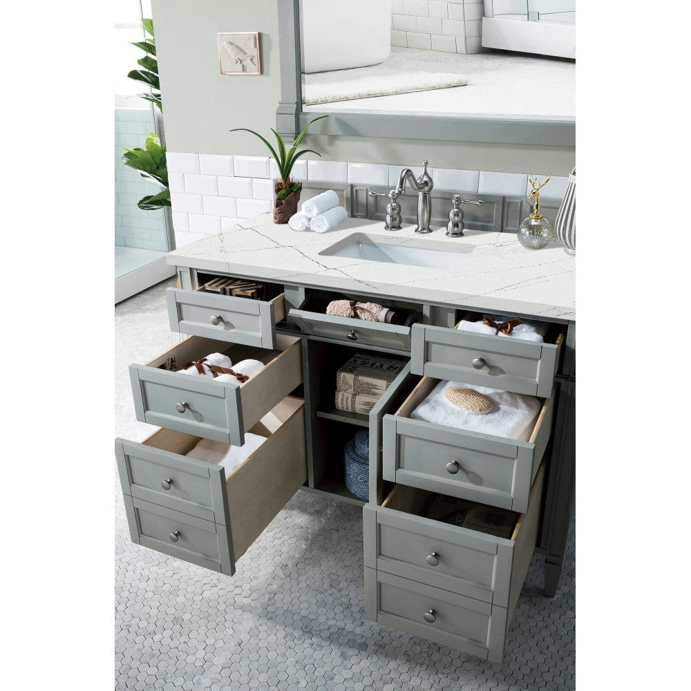 Brittany 48" Urban Gray Single Vanity w/ 3 CM Ethereal Noctis Quartz Top