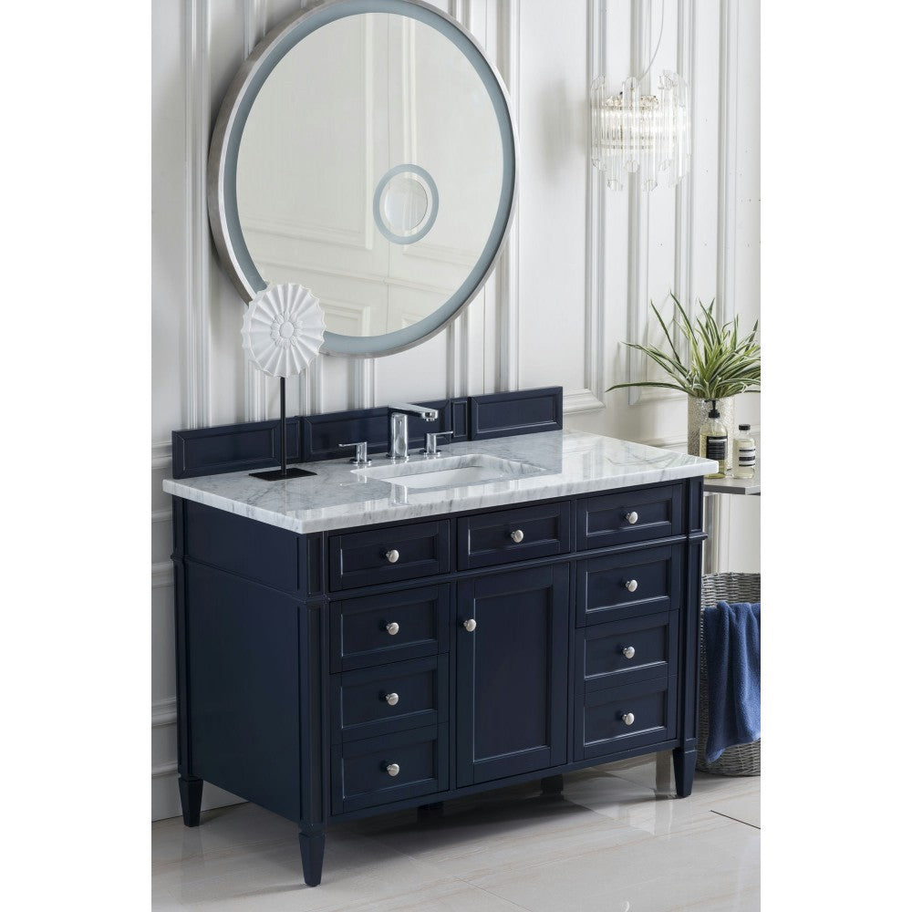 Brittany 48" Victory Blue Single Vanity w/ 3 CM Carrara Marble Top