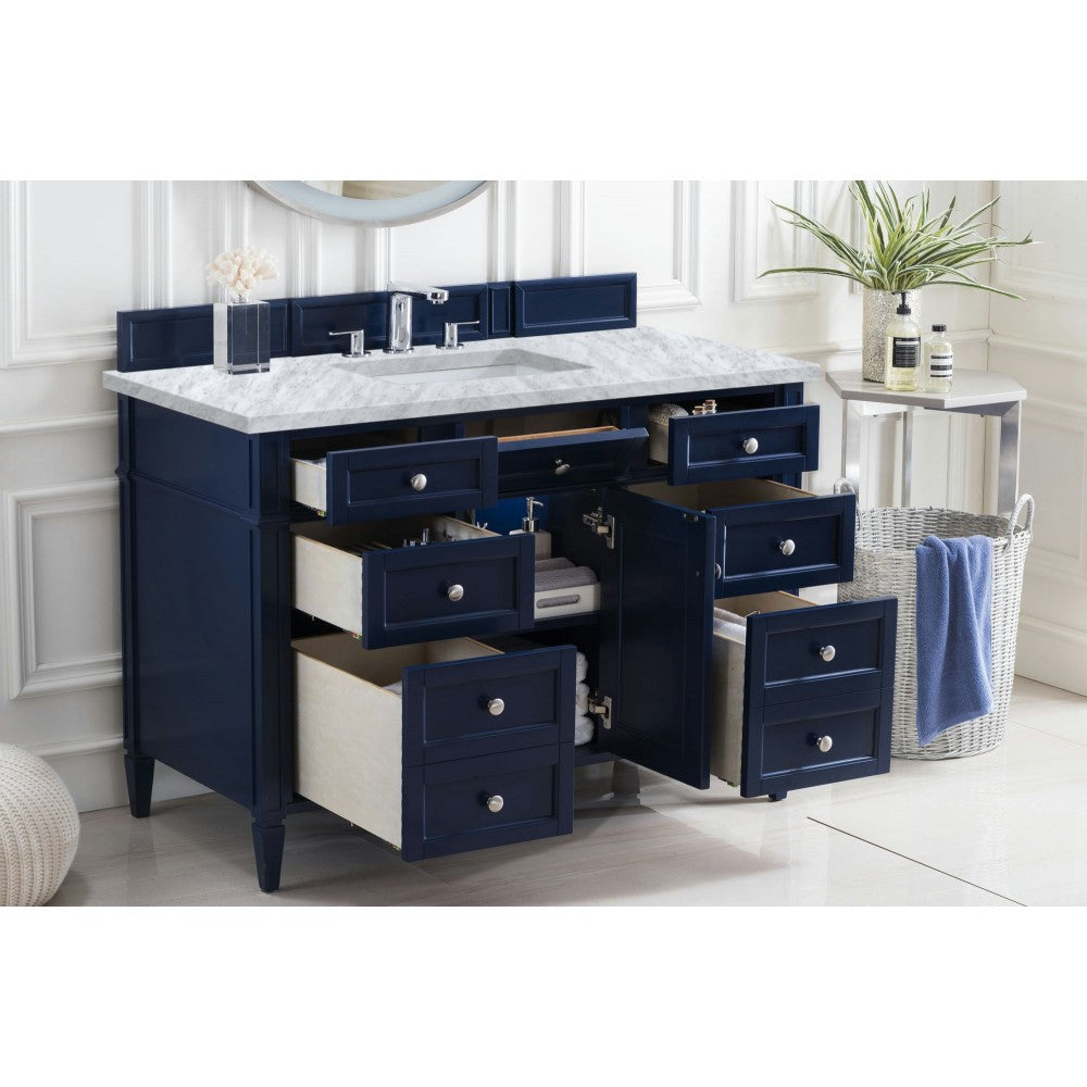 Brittany 48" Victory Blue Single Vanity w/ 3 CM Carrara Marble Top