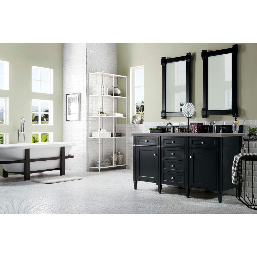 Brittany 60" Black Onyx Double Vanity w/ 3 CM Gray Expo Quartz Top