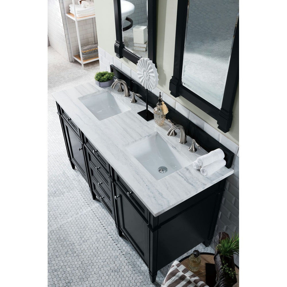 Brittany 60" Black Onyx Double Vanity w/ 3 CM Arctic Fall Solid Surface Top