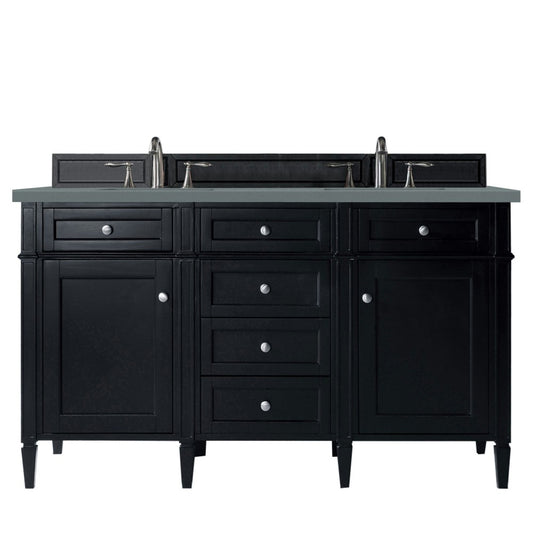 Brittany 60" Black Onyx Double Vanity w/ 3 CM Cala Blue Quartz Top