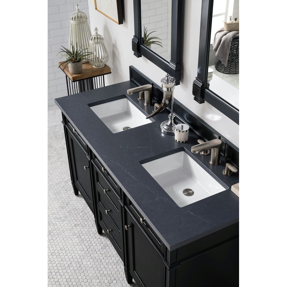Brittany 60" Black Onyx Double Vanity w/ 3 CM Charcoal Soapstone Quartz Top