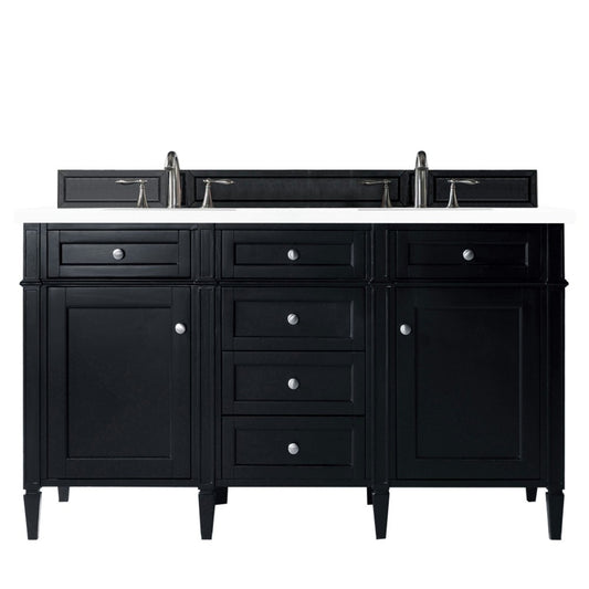 Brittany 60" Black Onyx Double Vanity w/ 3 CM Classic White Quartz Top