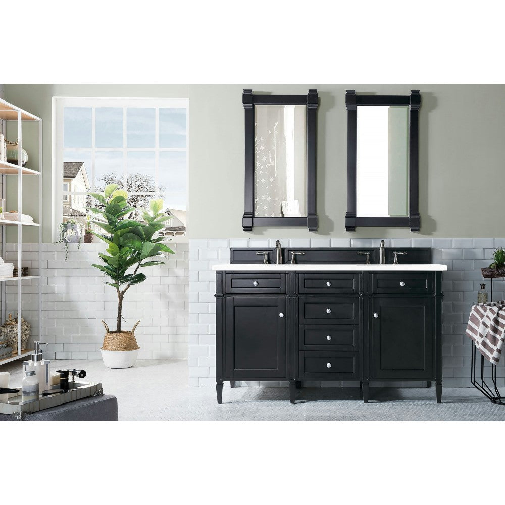 Brittany 60" Black Onyx Double Vanity w/ 3 CM Classic White Quartz Top