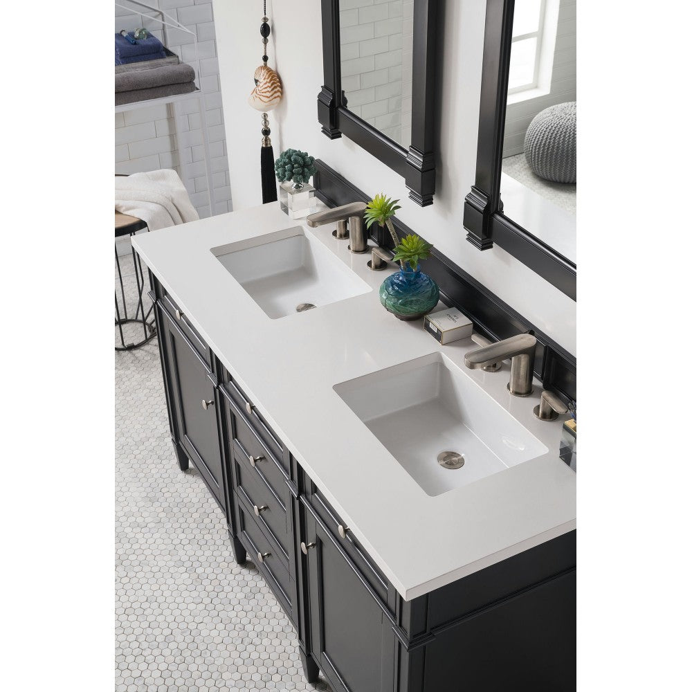 Brittany 60" Black Onyx Double Vanity w/ 3 CM Classic White Quartz Top