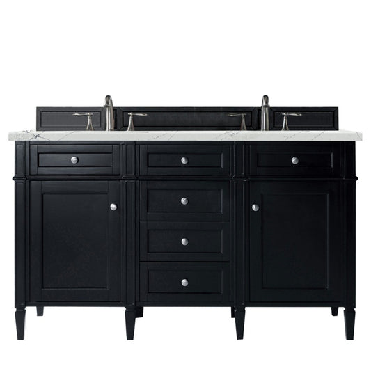 Brittany 60" Black Onyx Double Vanity w/ 3 CM Ethereal Noctis Quartz Top