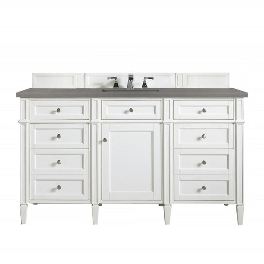 Brittany 60" Bright White Single Vanity w/ 3 CM Gray Expo Quartz Top