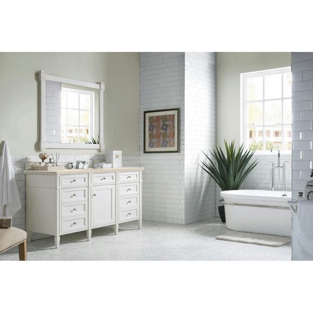 Brittany 60" Bright White Single Vanity w/ 3 CM Eternal Marfil Quartz Top