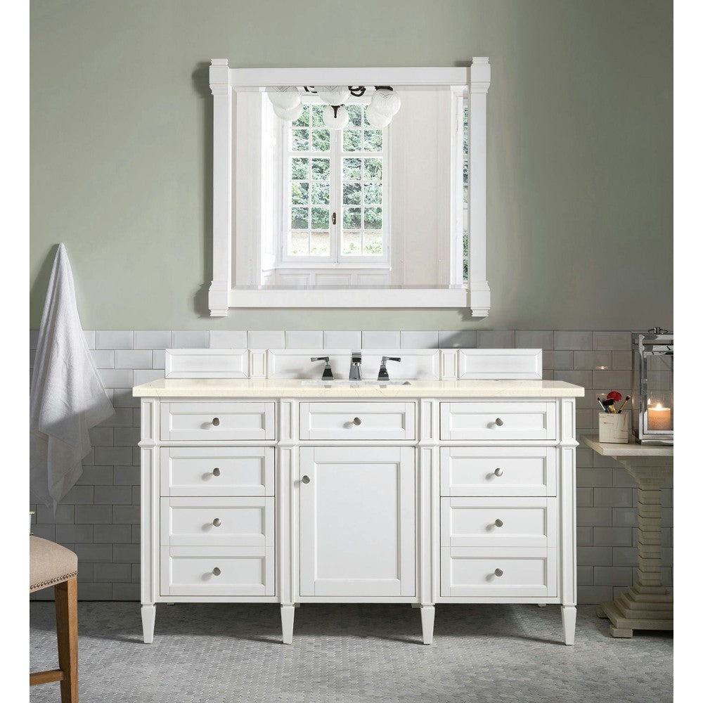 Brittany 60" Bright White Single Vanity w/ 3 CM Eternal Marfil Quartz Top