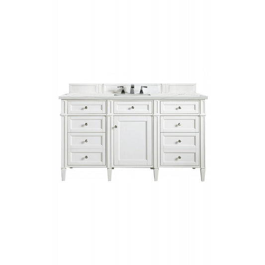 Brittany 60" Bright White Single Vanity w/ 3 CM Ethereal Noctis Quartz Top
