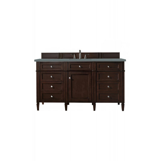 Brittany 60" Burnished Mahogany Single Vanity w/ 3 CM Cala Blue Quartz Top