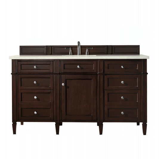 Brittany 60" Burnished Mahogany Single Vanity w/ 3 CM Eternal Marfil Quartz Top