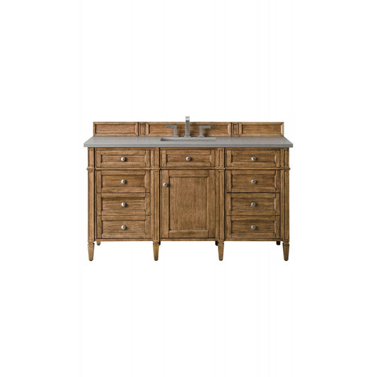 Brittany 60" Saddle Brown Single Vanity w/ 3 CM Gray Expo Quartz Top