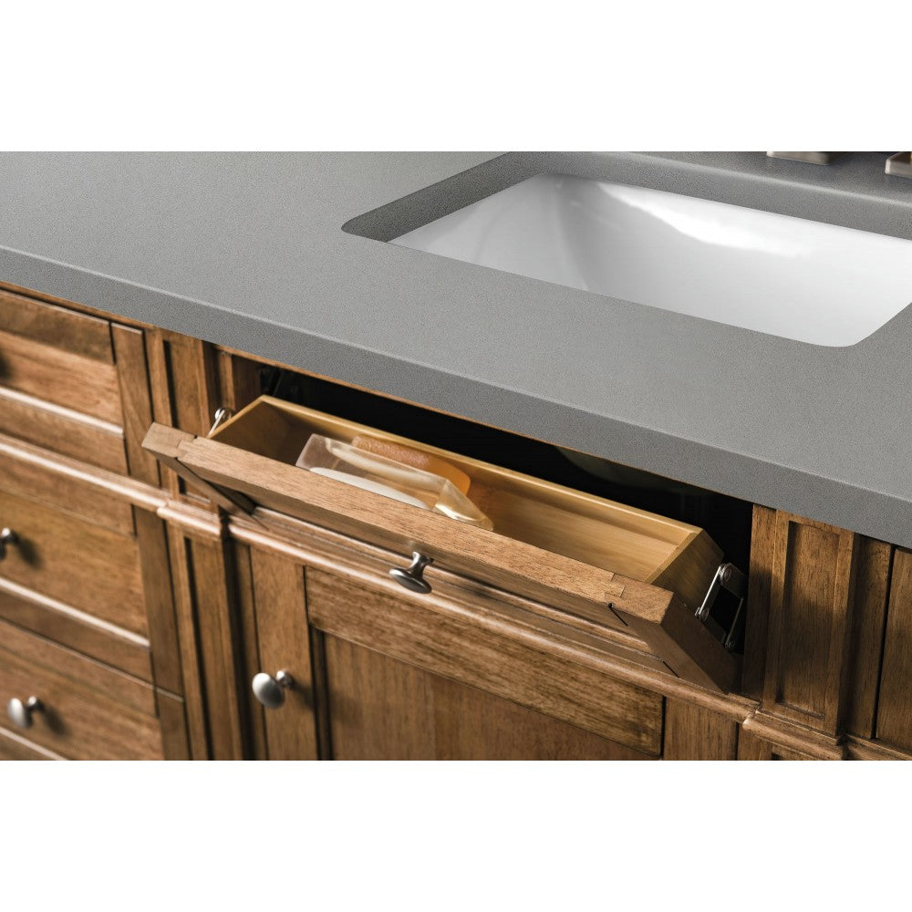 Brittany 60" Saddle Brown Single Vanity w/ 3 CM Gray Expo Quartz Top