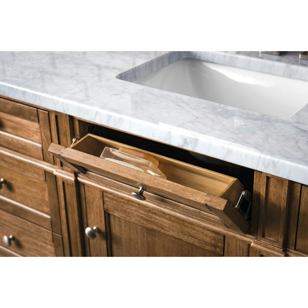 Brittany 60" Saddle Brown Single Vanity w/ 3 CM Arctic Fall Solid Surface Top