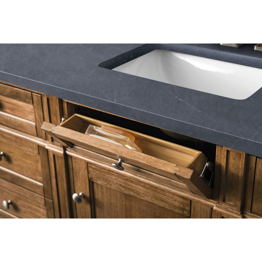 Brittany 60" Saddle Brown Single Vanity w/ 3 CM Charcoal Soapstone Quartz Top