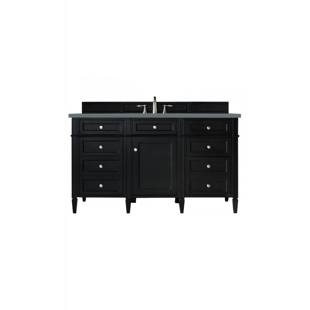 Brittany 60" Single Vanity, Black Onyx, w/ 3 CM Cala Blue Quartz Top
