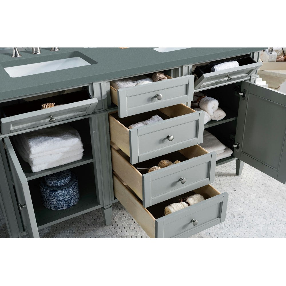 Brittany 60" Urban Gray Double Vanity w/ 3 CM Cala Blue Quartz Top