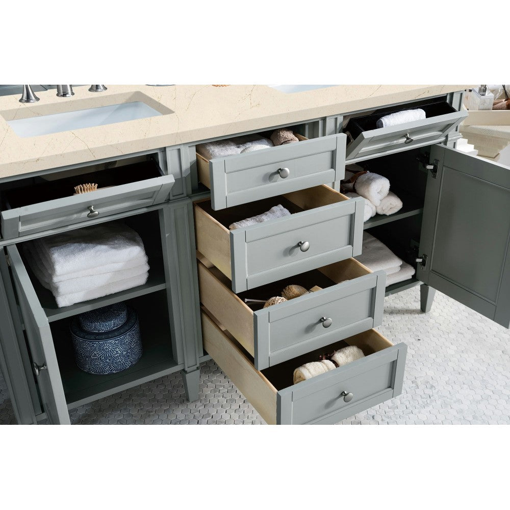 Brittany 60" Urban Gray Double Vanity w/ 3 CM Eternal Marfil Quartz Top