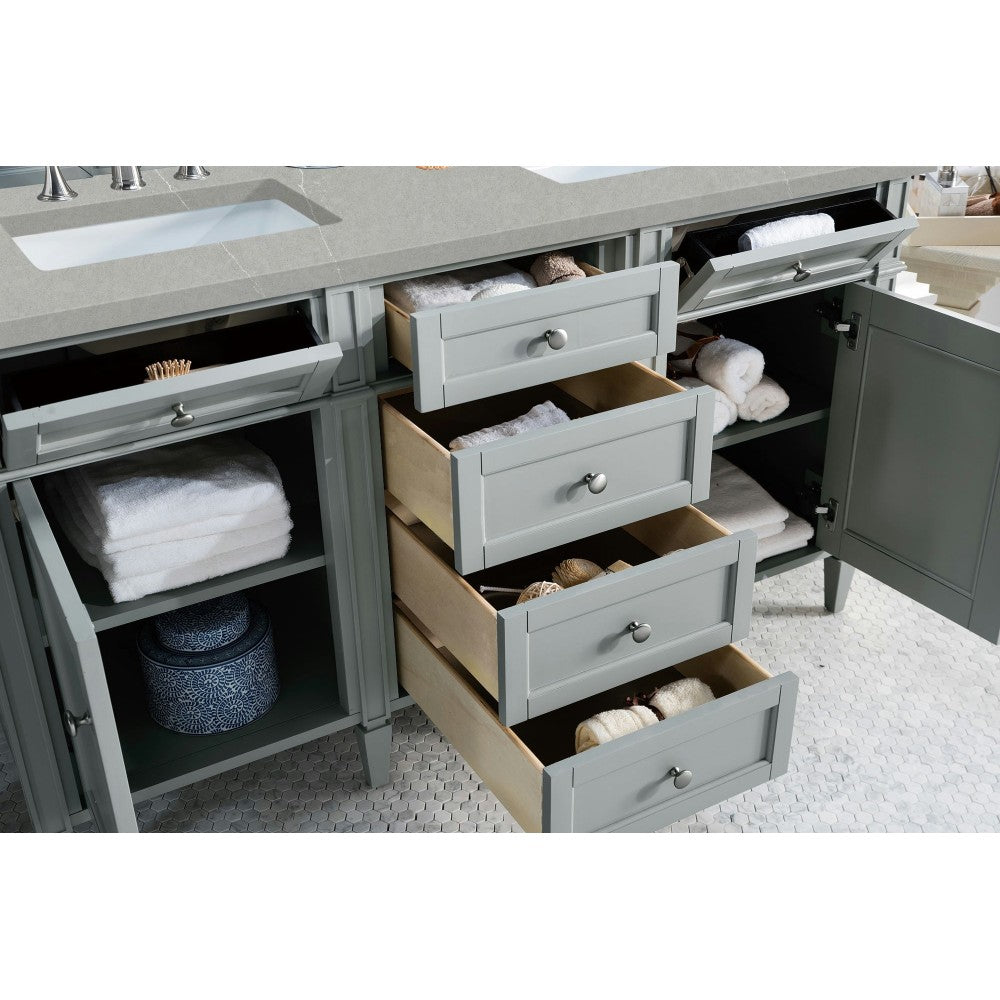Brittany 60" Urban Gray Double Vanity w/ 3 CM Eternal Serena Quartz Top