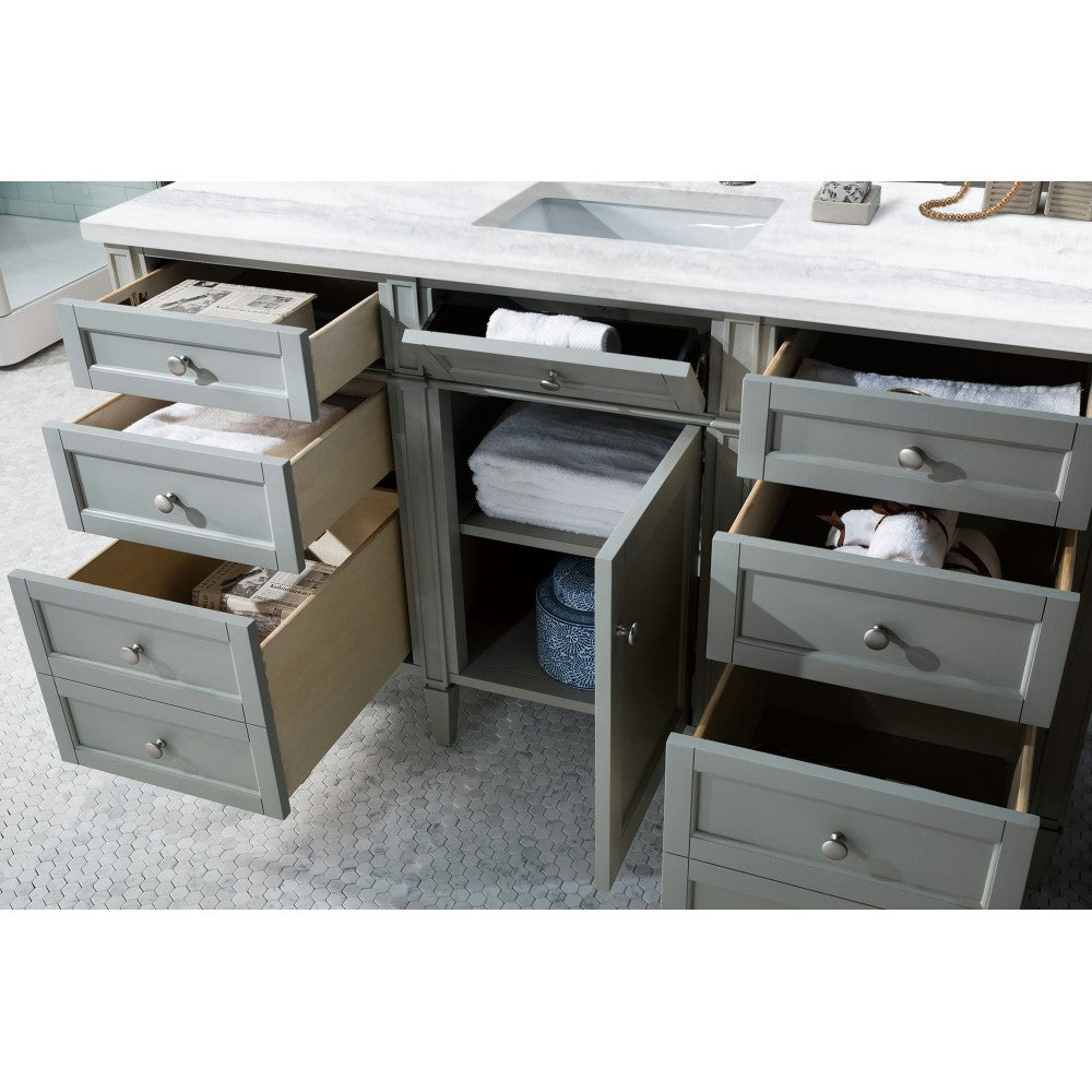 Brittany 60" Urban Gray Single Vanity w/ 3 CM Arctic Fall Solid Surface Top