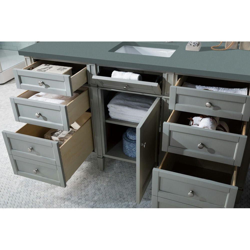 Brittany 60" Urban Gray Single Vanity w/ 3 CM Cala Blue Quartz Top