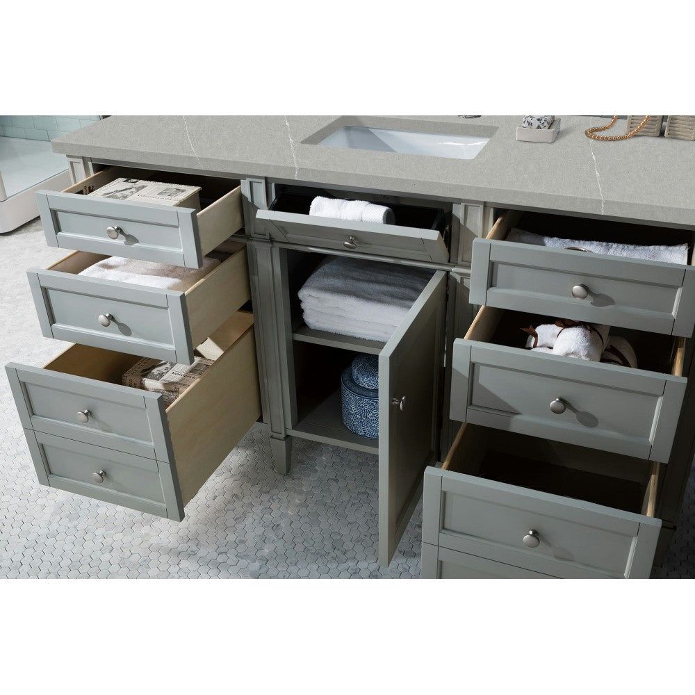 Brittany 60" Urban Gray Single Vanity w/ 3 CM Eternal Serena Quartz Top