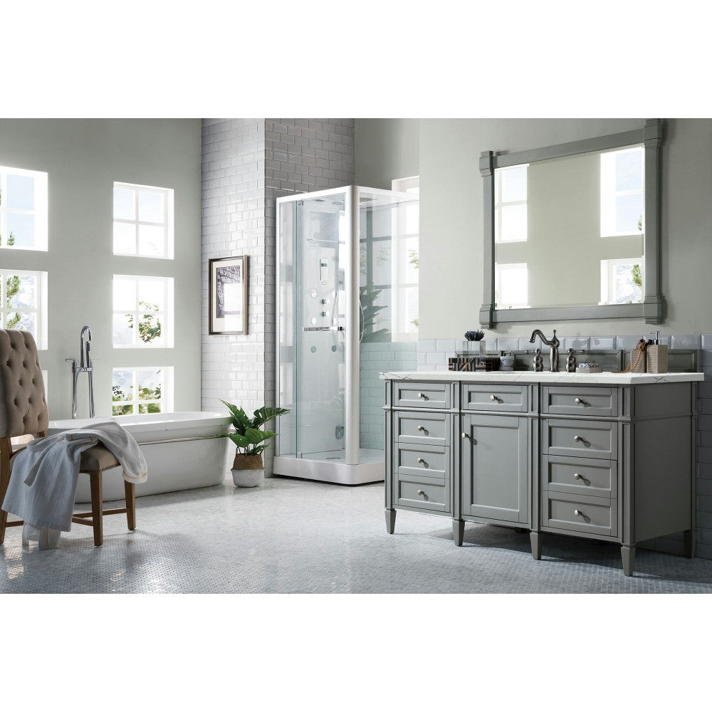 Brittany 60" Urban Gray Single Vanity w/ 3 CM Ethereal Noctis Quartz Top