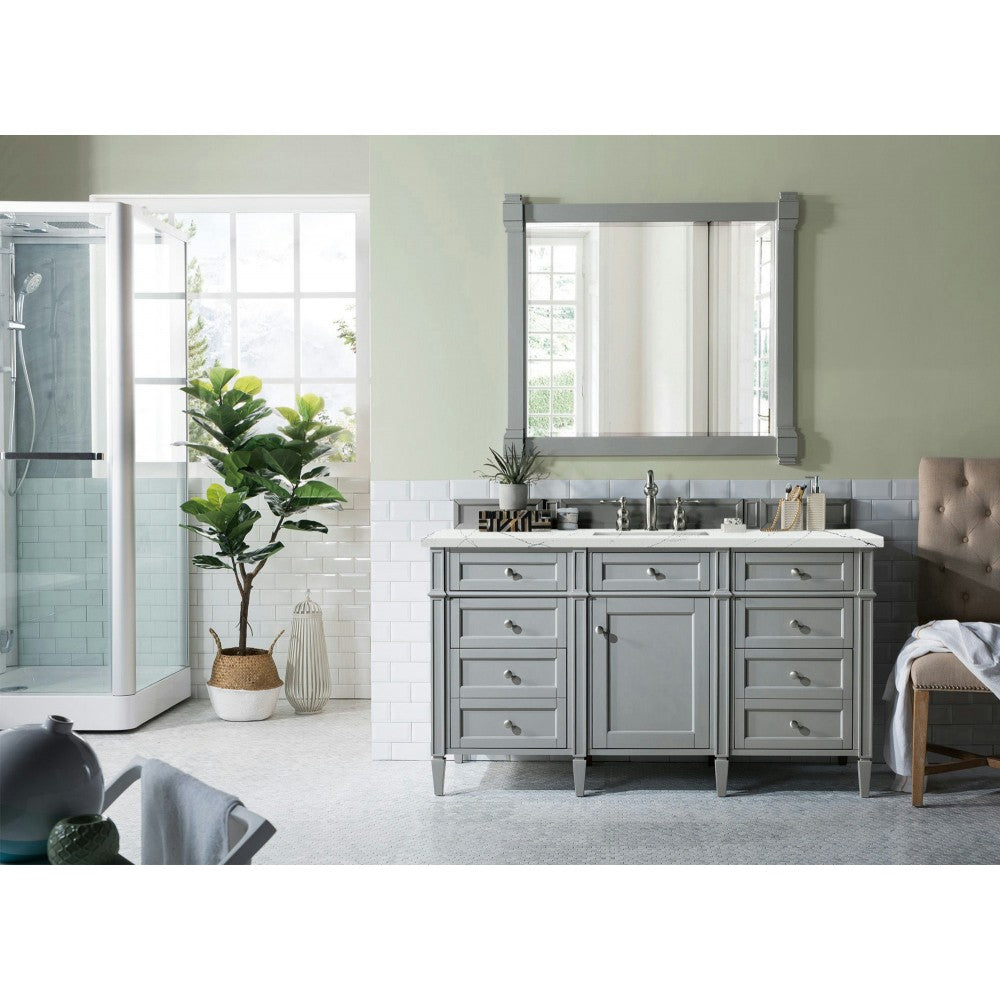 Brittany 60" Urban Gray Single Vanity w/ 3 CM Ethereal Noctis Quartz Top