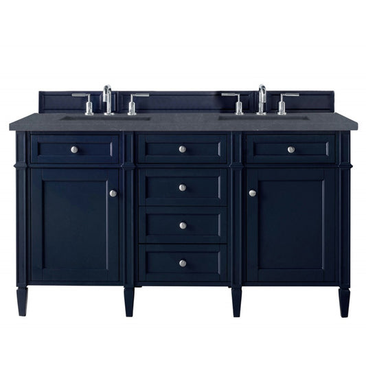 Brittany 60" Victory Blue Double Vanity w/ 3 CM Charcoal Soapstone Quartz Top