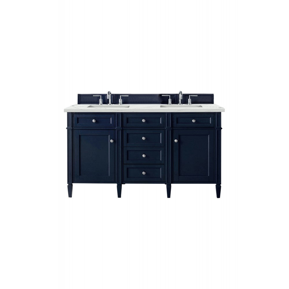 Brittany 60" Victory Blue Double Vanity w/ 3 CM Ethereal Noctis Quartz Top