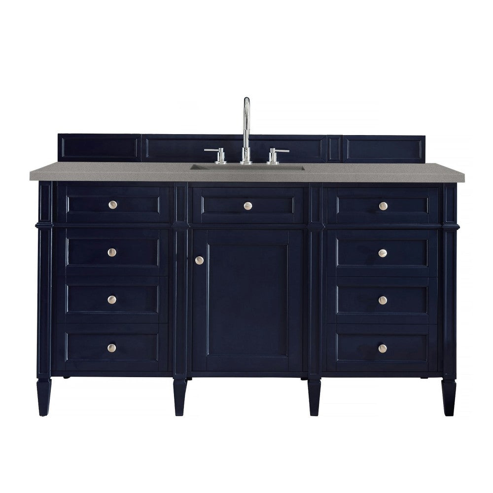 Brittany 60" Victory Blue Single Vanity w/ 3 CM Gray Expo Quartz Top