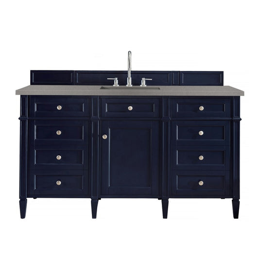 Brittany 60" Victory Blue Single Vanity w/ 3 CM Gray Expo Quartz Top